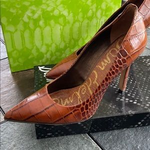 Sam Edelman | Shoes | Sam Edelman Portney Whiskey Croc Heels | Poshmark